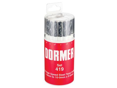 Dormer DORSET419 A191 No.419 Metric HSS Drill Set of 19 1.0-10.0 x 0.5mm