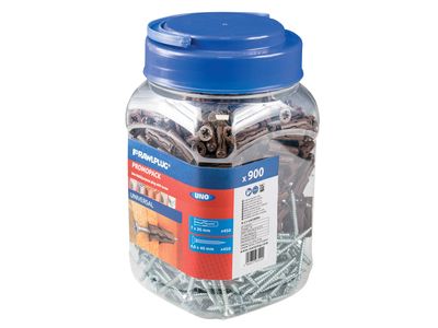 Rawlplug RAWRC1UNOBRN Brown UNO Plugs &amp; Screws in Jar (450 Plugs + 450 Screws)
