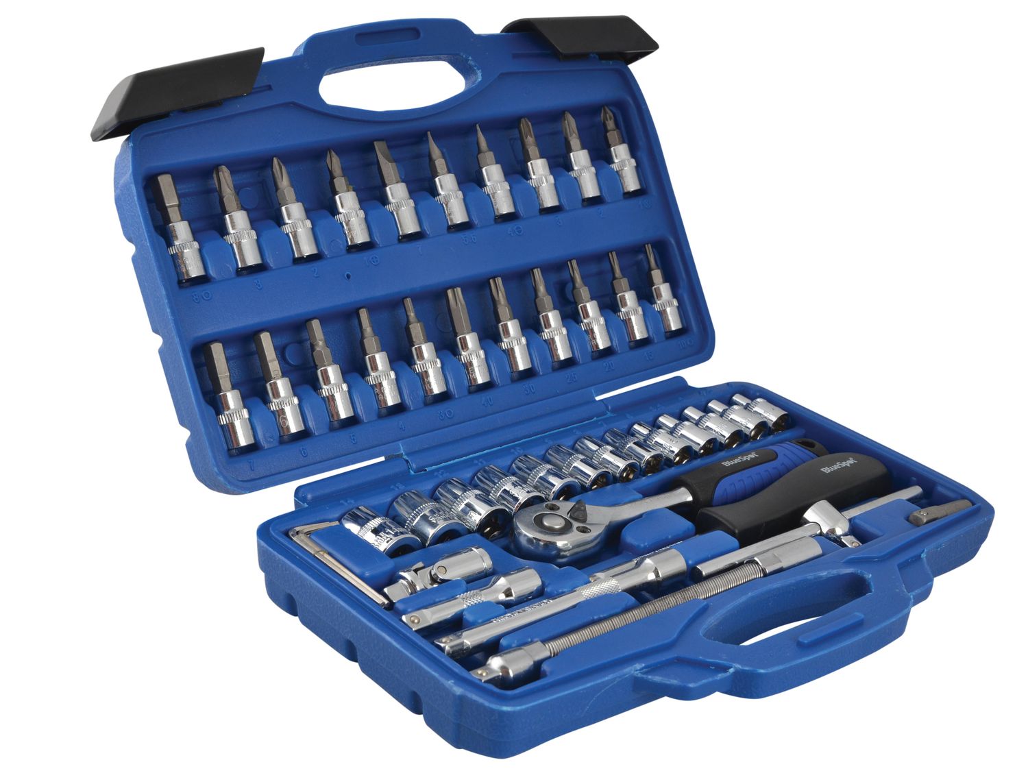 BlueSpot Tools B/S01530 1/4in Square Drive Socket &amp; Bit Set, 46 Piece