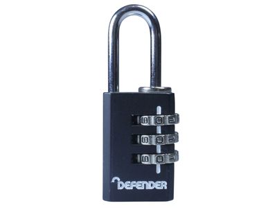 DEFENDER DEFCOMBI20 Black Die-Cast Combination Padlock 20mm