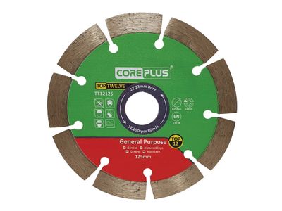 CorePlus CORDBTT12125 Top Twelve General Purpose Diamond Blade 125mm