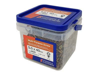 ForgeFix MPS540YT Multi-Purpose Screws ZYP 5.0 x 40mm Tub (800)