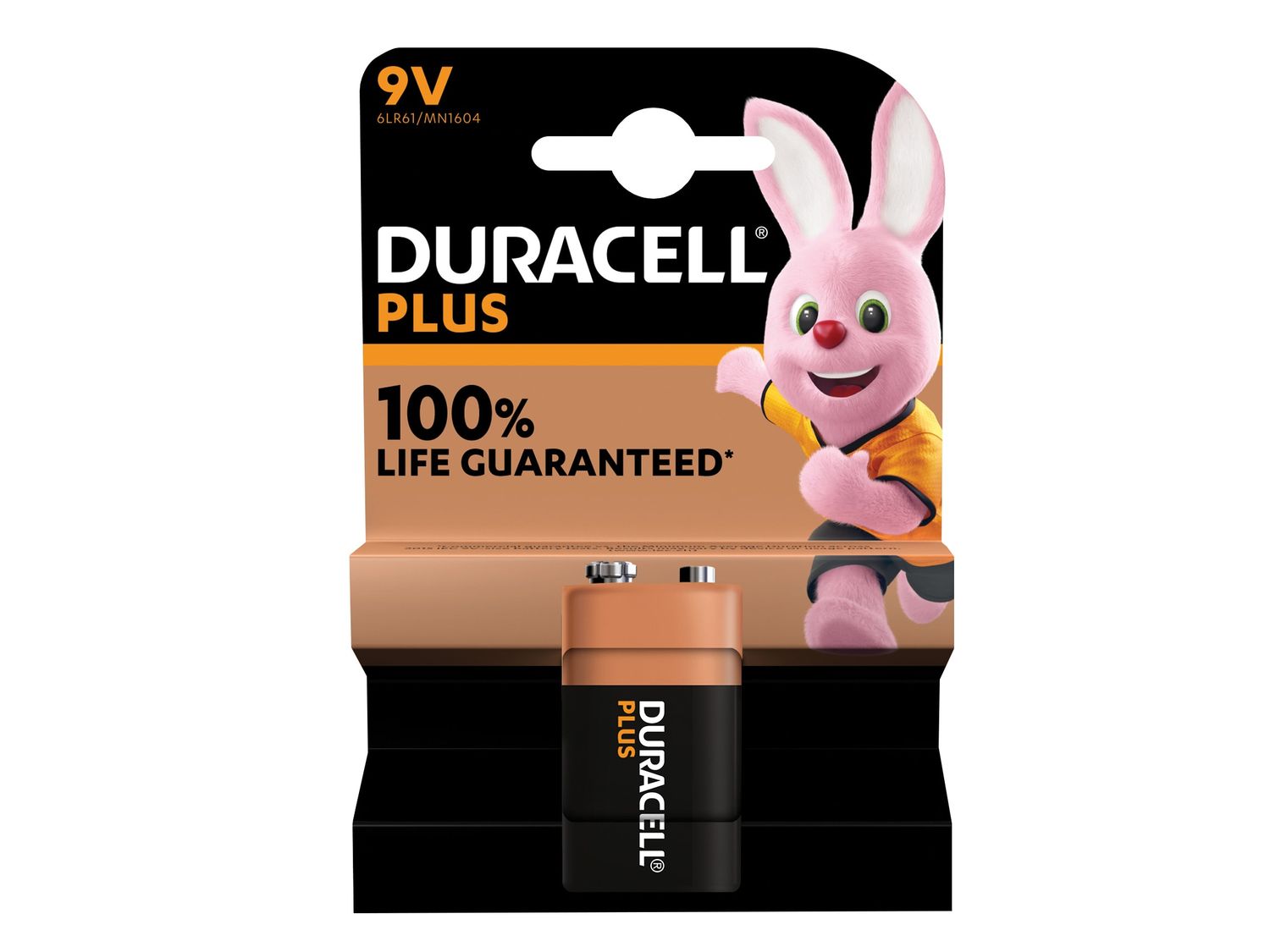 Duracell DUR9V100PP1 9V Plus Power +100% Battery (Single Pack)