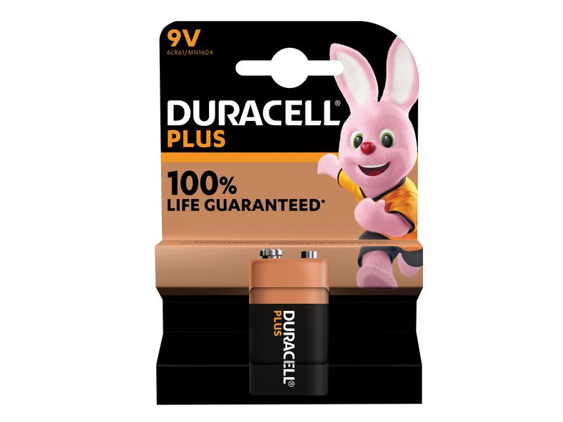 Duracell DUR9V100PP1 9V Plus Power +100% Battery (Single Pack)