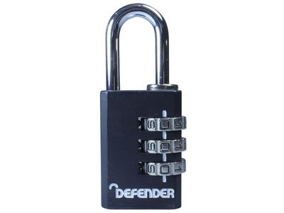 DEFENDER DEFCOMBI30 Black Die-Cast Combination Padlock 30mm