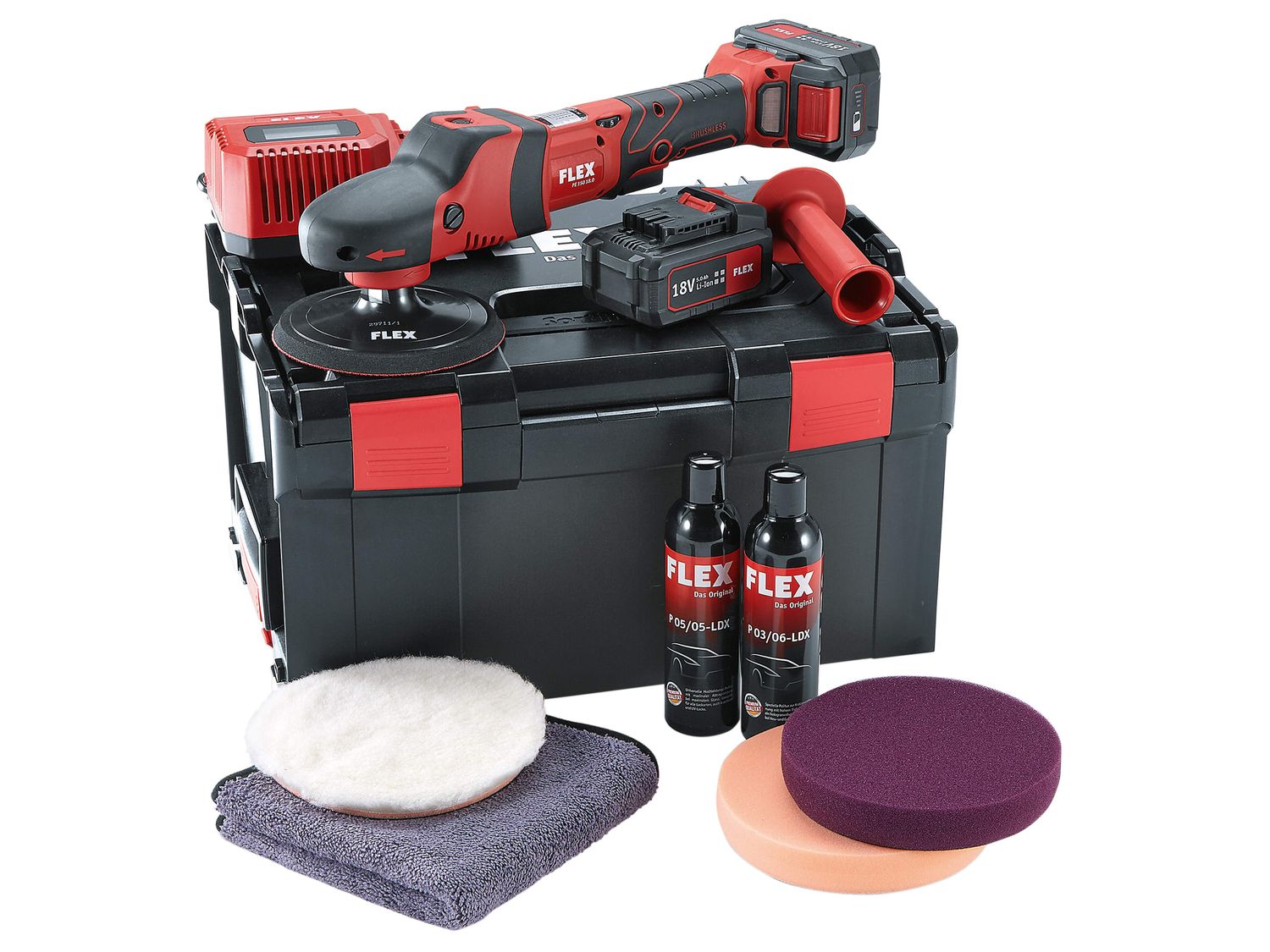 Flex Power Tools FLXPE150PSET Rotary Polisher 150mm 18V 2 x 5.0Ah Li-ion