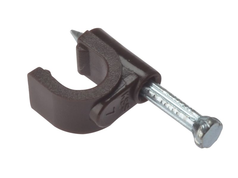 ForgeFix FORRCC67BR Cable Clip Round Coax Brown 6-7mm Box 100