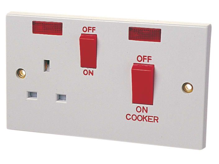 Dencon DCN4457NB Double Pole Switch 45A with Switched Socket 13A