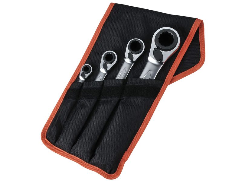 Bahco BAHS4RM4T S4RM 4pc Series Reversible Ratchet Spanner Set