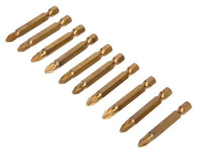 BlueSpot Tools B/S14105 Titanium Coated Screwdriver Bits PZ2 x 50mm (Pack 10)