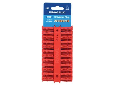 Rawlplug RAW68520 Red UNO Plugs 6 x 28mm (Card 96)