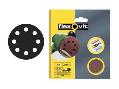 Flexovit FLV26384 Hook &amp; Loop Sanding Disc 115mm Coarse 50G (Pack 6)