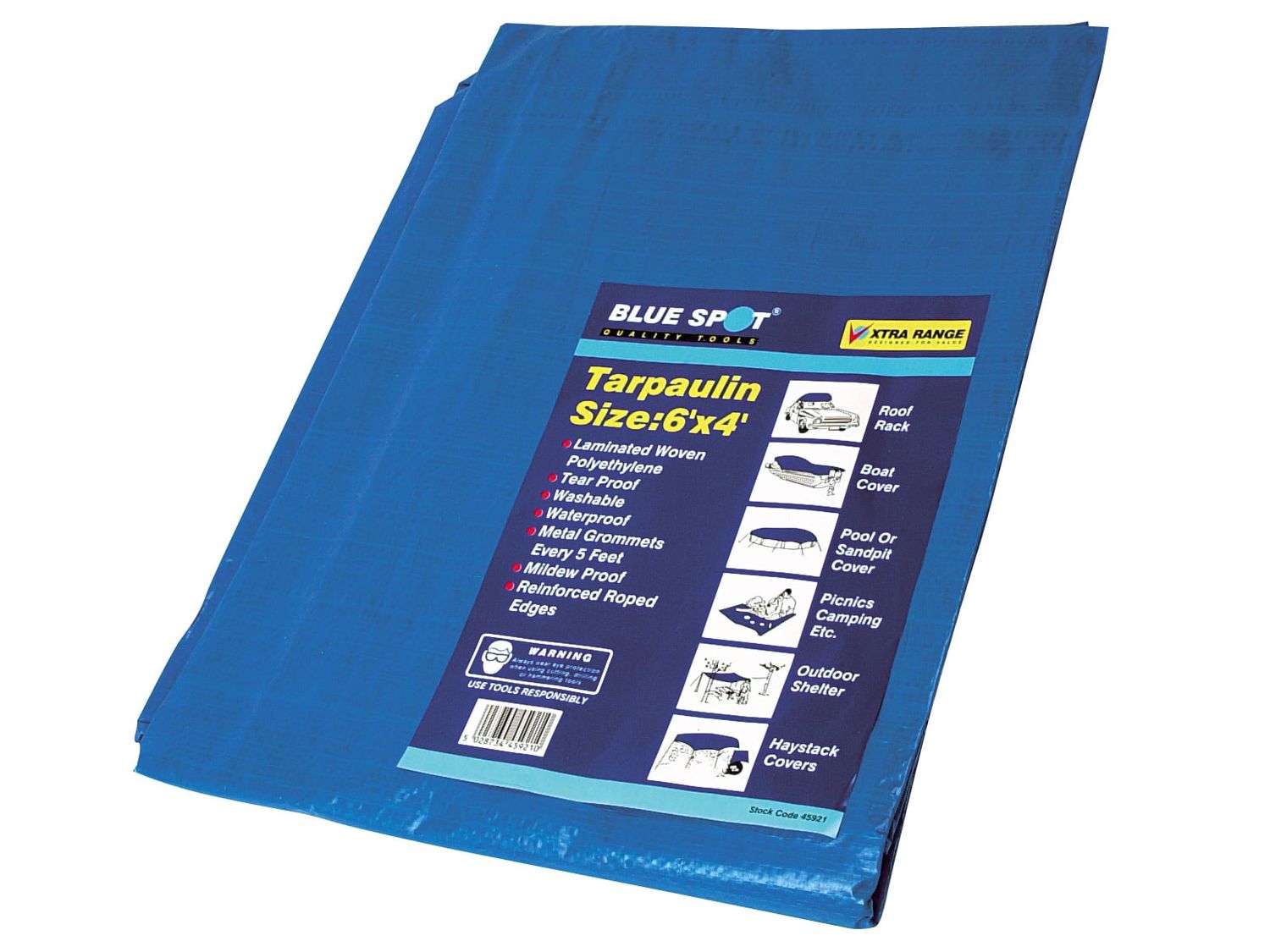 BlueSpot Tools B/S45921 Blue Tarpaulin 1.8 x 1.2m  (6 x 4ft)