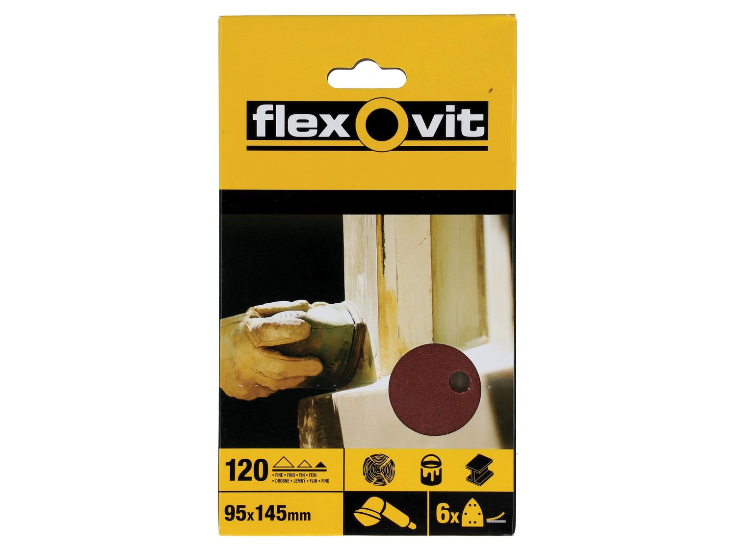 Flexovit FLV26409 Detail Hook &amp; Loop Sanding Sheets 95x145mm Fine 120G (Pack 6)