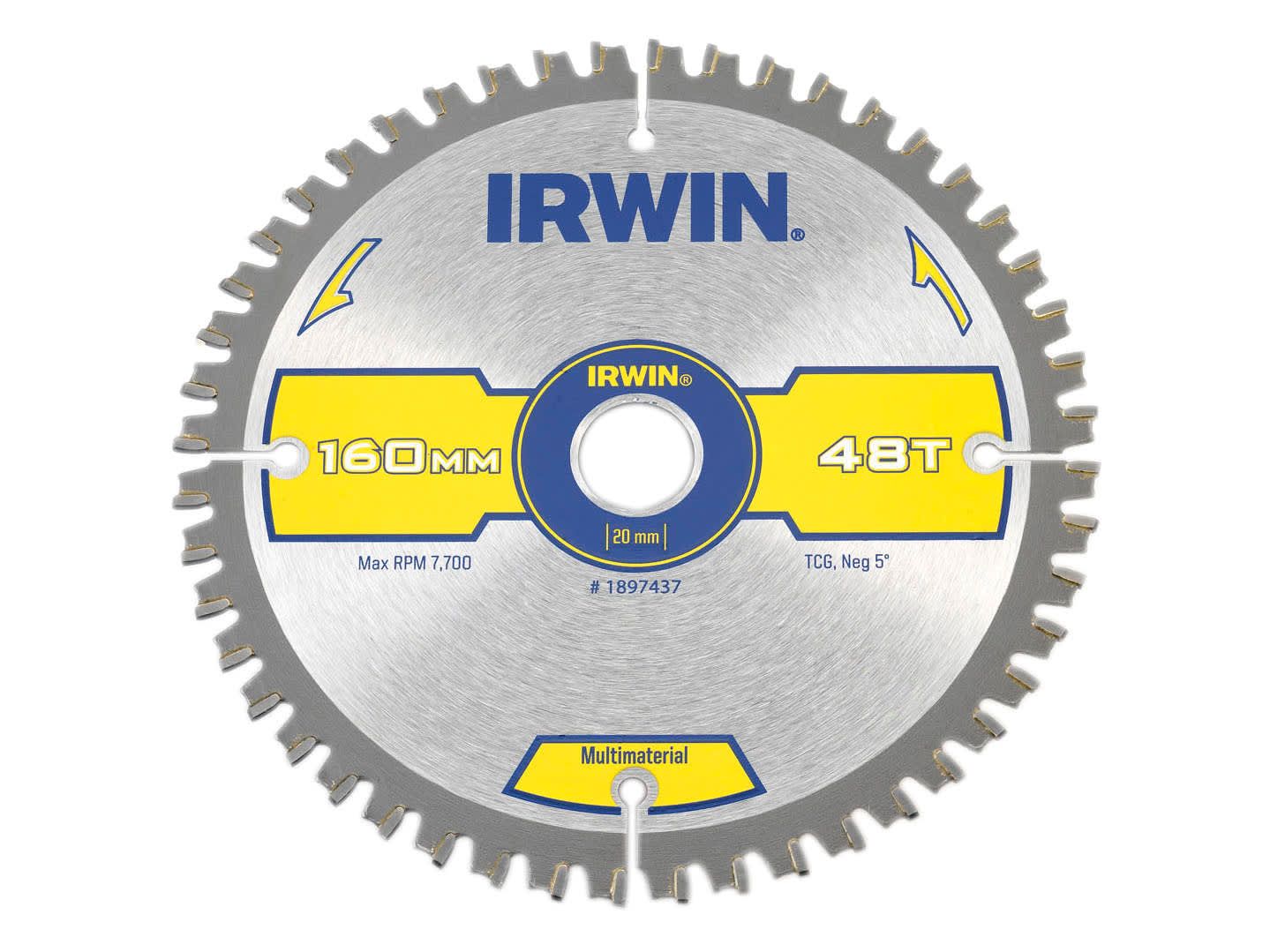 IRWIN IRW1897437 Multi Material Circular Saw Blade 160 x 20mm x 48T TCG