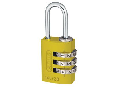 ABUS Mechanical ABU14520YEL 145/20 20mm Aluminium Combination Padlock Yellow 46572