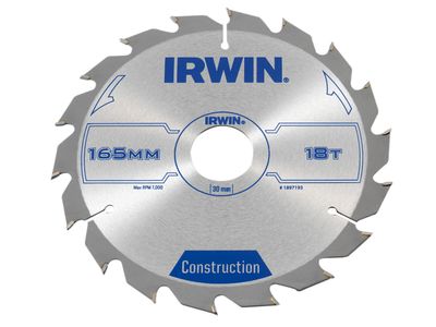 IRWIN IRW1897193 Construction Circular Saw Blade 165 x 30mm x 18T ATB