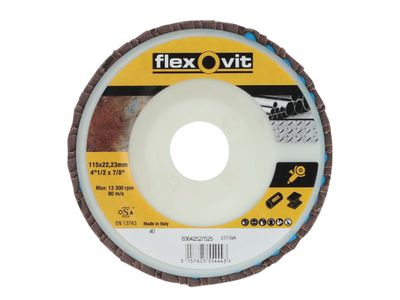 Flexovit FLV27526 Flap Disc For Angle Grinders 115mm 80G