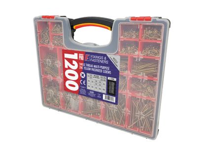 ForgeFix FORMPS1200Y Organiser Pro Multi-Purpose Wood Screw Kit, 1200 Piece