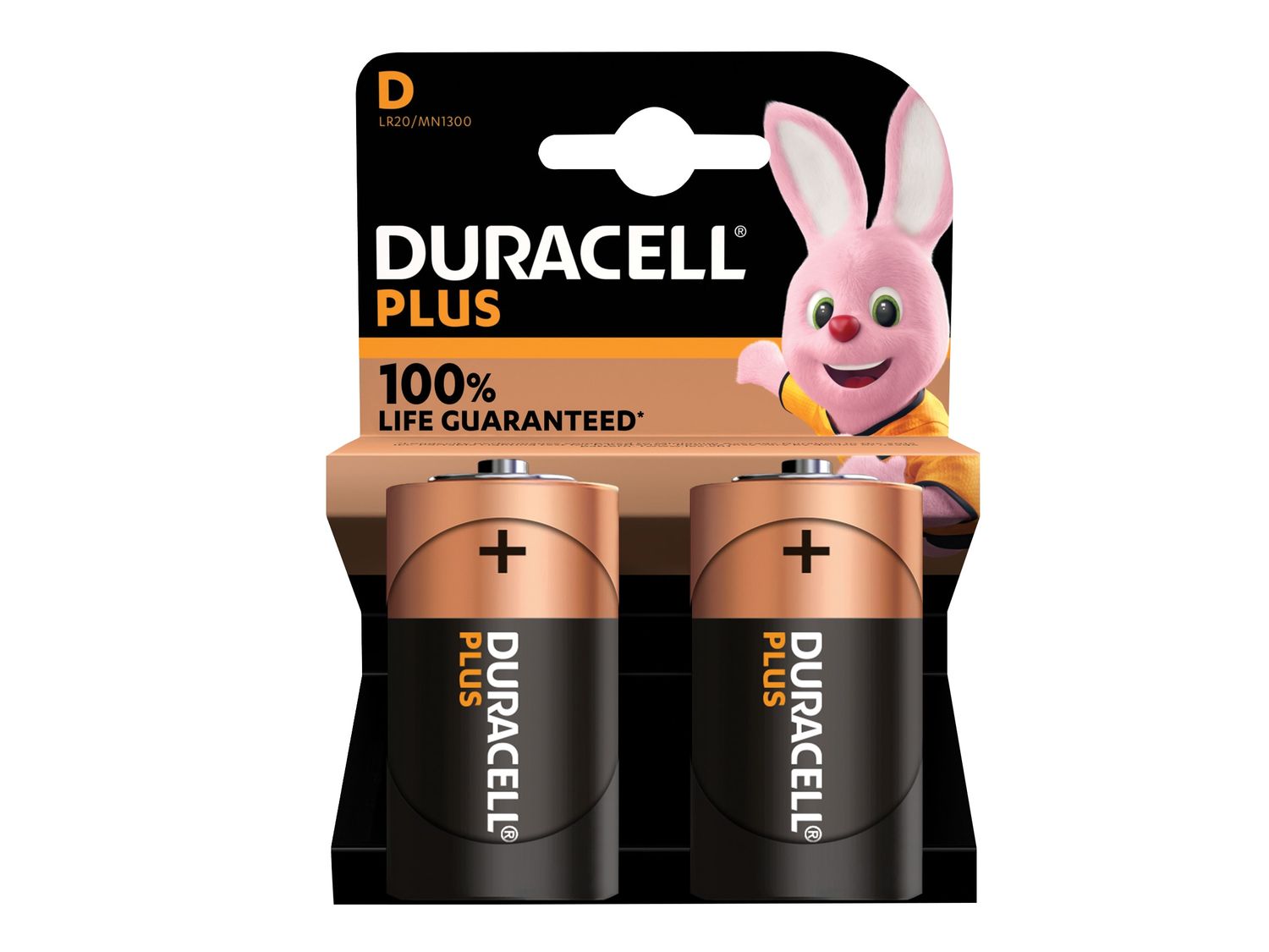 Duracell DURD100PP2 D Cell Plus Power +100% Batteries (Pack 2)