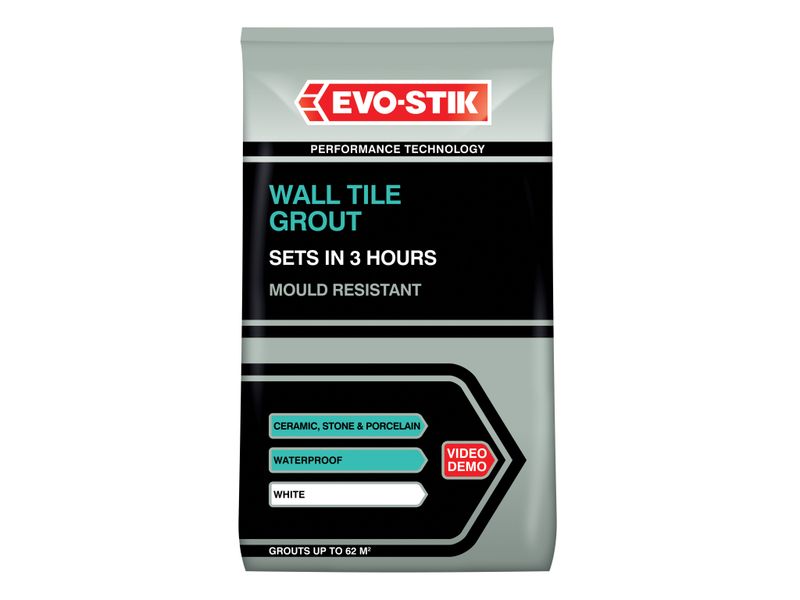 EVO-STIK EVO478718 Wall Tile Grout Mould Resistant White 1.5kg