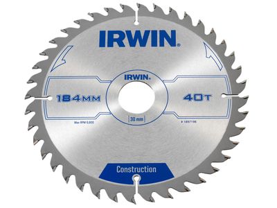 IRWIN IRW1897198 Construction Circular Saw Blade 184 x 30mm x 40T ATB