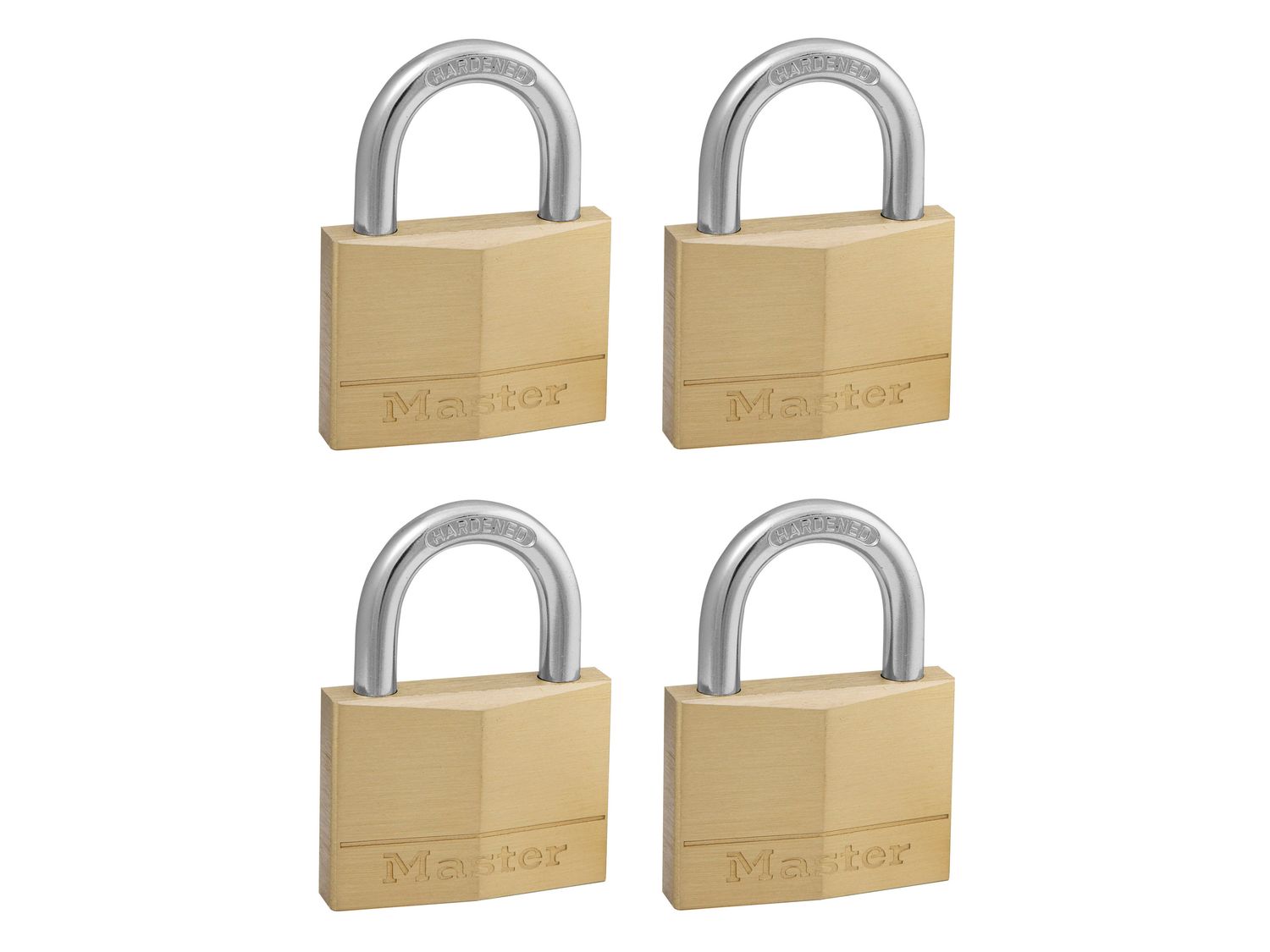 Master Lock MLK150Q Solid Brass 50mm Padlock 5-Pin - Keyed Alike x 4