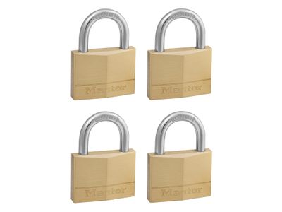 Master Lock MLK150Q Solid Brass 50mm Padlock 5-Pin - Keyed Alike x 4