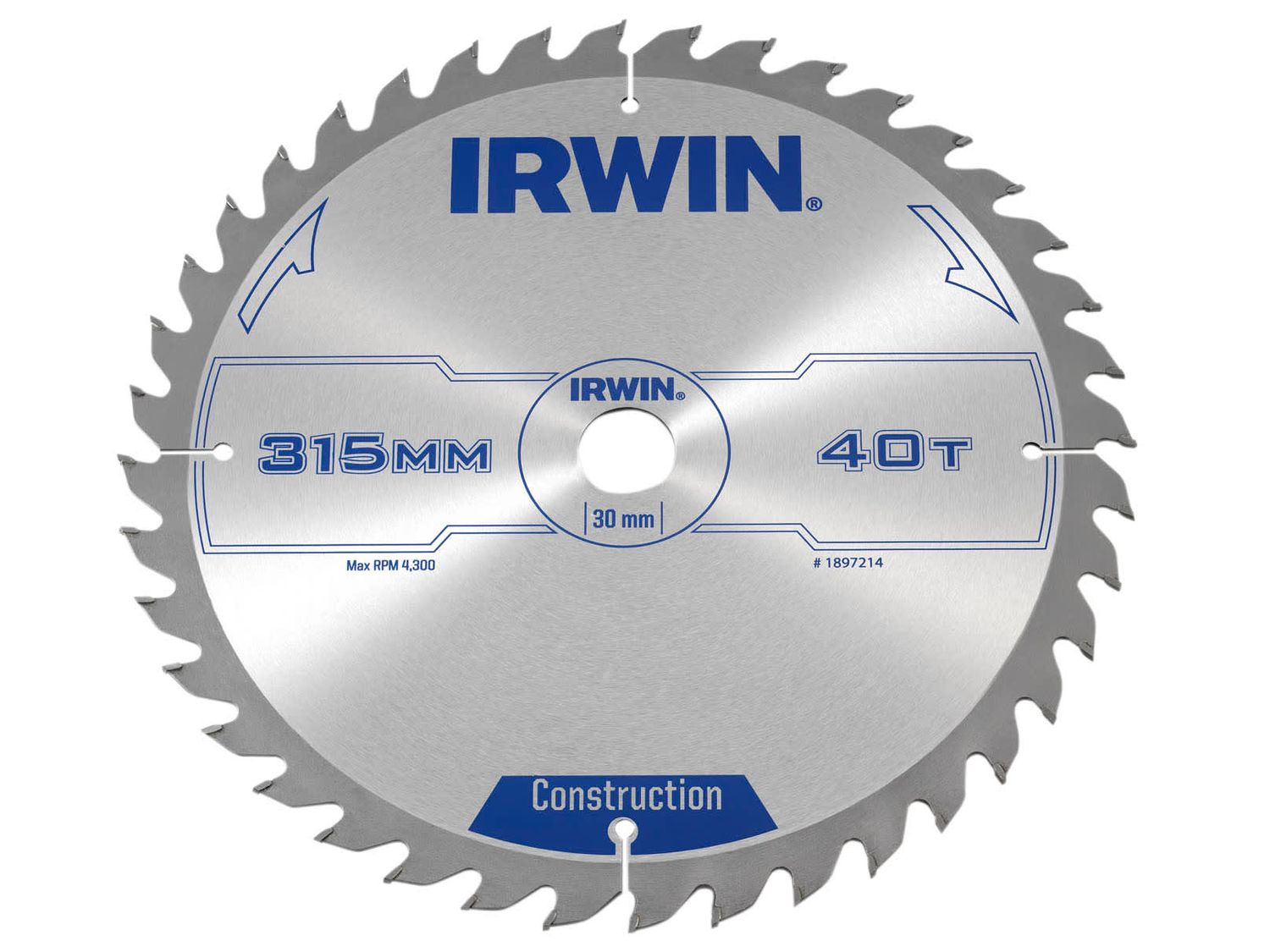 IRWIN IRW1897214 General Purpose Table &amp; Mitre Saw Blade 315 x 30mm x 40T ATB