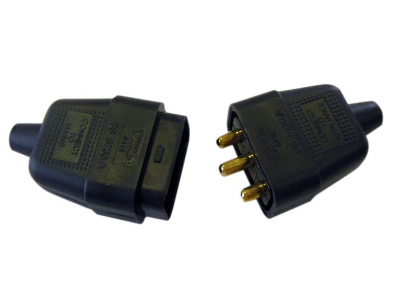Dencon DCN9416BNB 3 Pin Rubber Connector Plug 10A Black