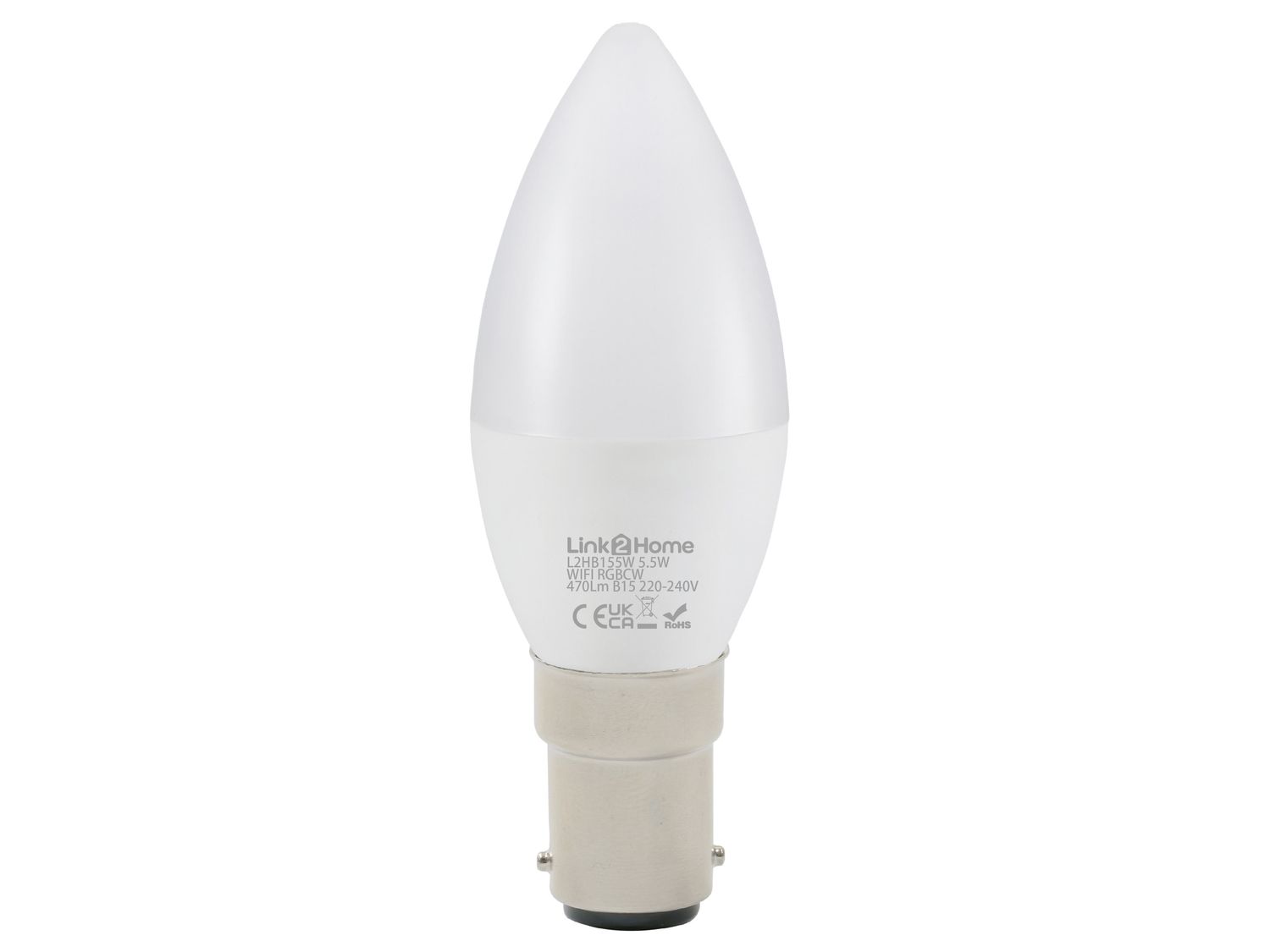 Link2Home LTHB155W Wi-Fi LED SBC (B15) Opal Candle Dimmable Bulb, White + RGB 470 lm 5.5W