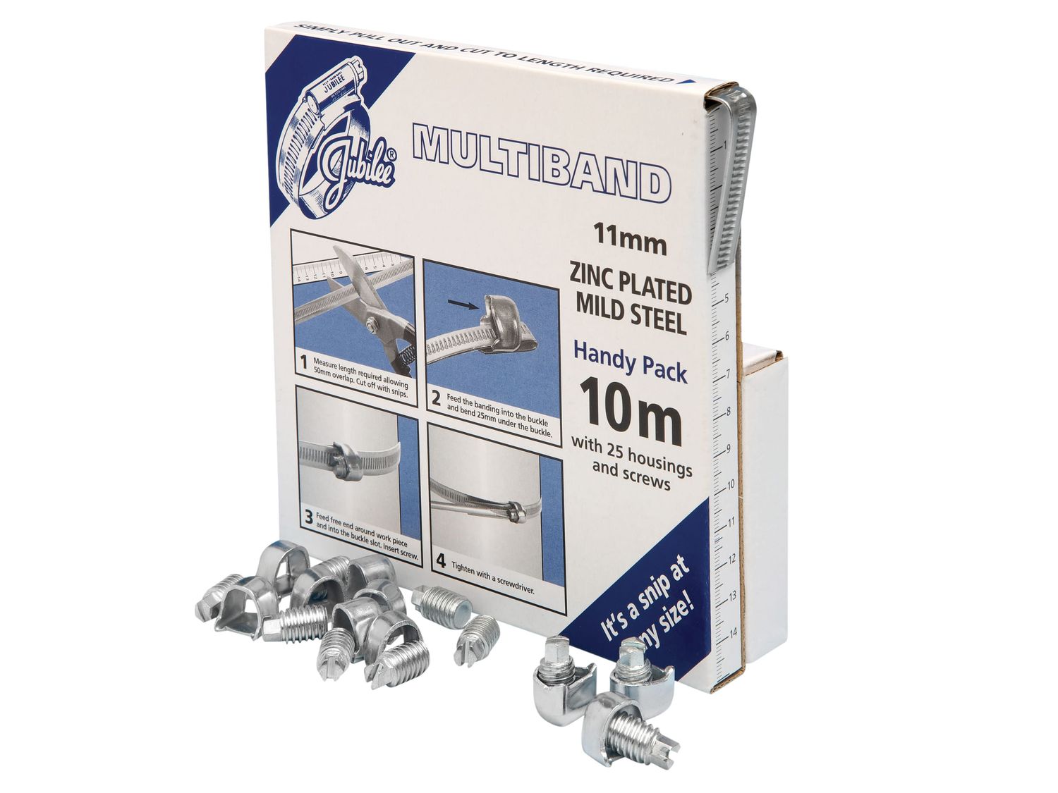 Jubilee JUB1708 Multiband Mild Steel Handy Pack 11mm (10m + 25 Housings/Screws)