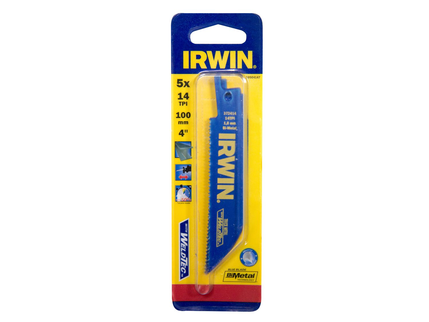IRWIN IRW10504147 414R Sabre Saw Blade Metal Cutting 100mm 14 TPI Pack of 5