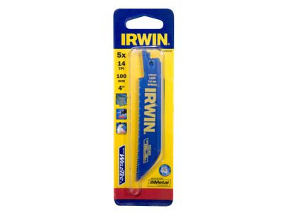 IRWIN IRW10504147 414R Sabre Saw Blade Metal Cutting 100mm 14 TPI Pack of 5