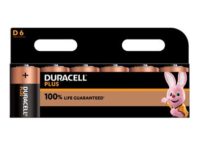 Duracell DURD100PP6 D Cell Plus Power +100% Batteries (Pack 6)
