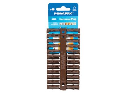 Rawlplug RAW68555 Brown UNO Plugs 7 x 30mm (Card 48)
