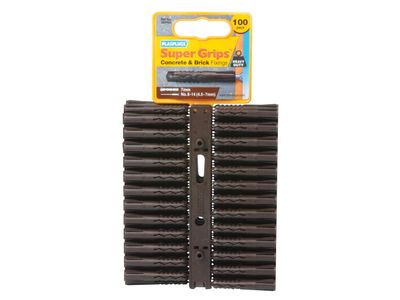 Plasplugs PLASBP503 SBP 503 Solid Wall Super Grips™ Fixings Brown (100)