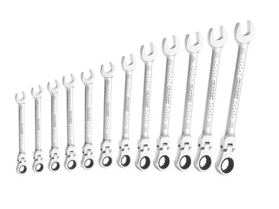 Expert BRIE111102B Flexible Head Ratchet Spanner Set, 12 Piece