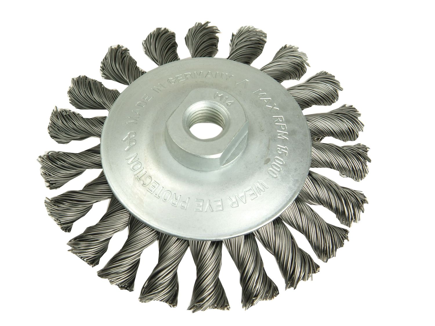 Lessmann LES471157 Conical Knot Brush 100mm M14 Bore, 0.35 Steel Wire
