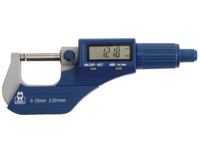 Moore &amp; Wright MAW20001DBL MW200-01DBL Digital External Micrometer 0-25mm/0-1in 0.001mm/.00005in