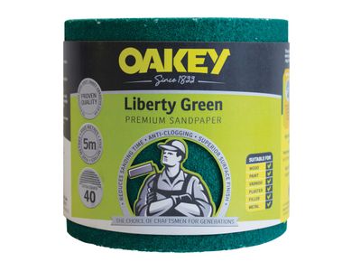 Oakey OAK30395 Liberty Green Sanding Roll 115mm x 5m Extra Coarse 40G