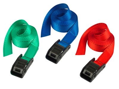 Master Lock MLK3110ECOL Lashing Strap with Metal Buckle, Coloured 2.5m 150kg (Pack 2)