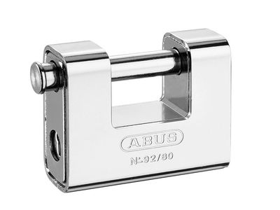ABUS Mechanical ABU9280C 92/80mm Monoblock Brass Body Shutter Padlock Carded