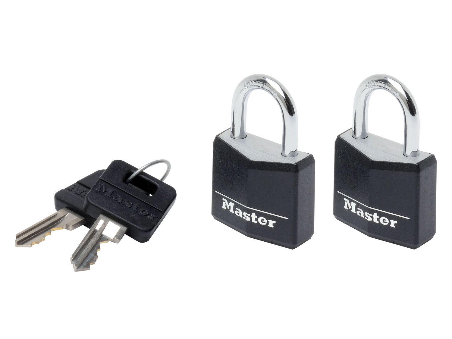 Master Lock MLK9130TBLK Aluminium Black Vinyl Cover 30mm Padlock 4-Pin - Keyed Alike x 2