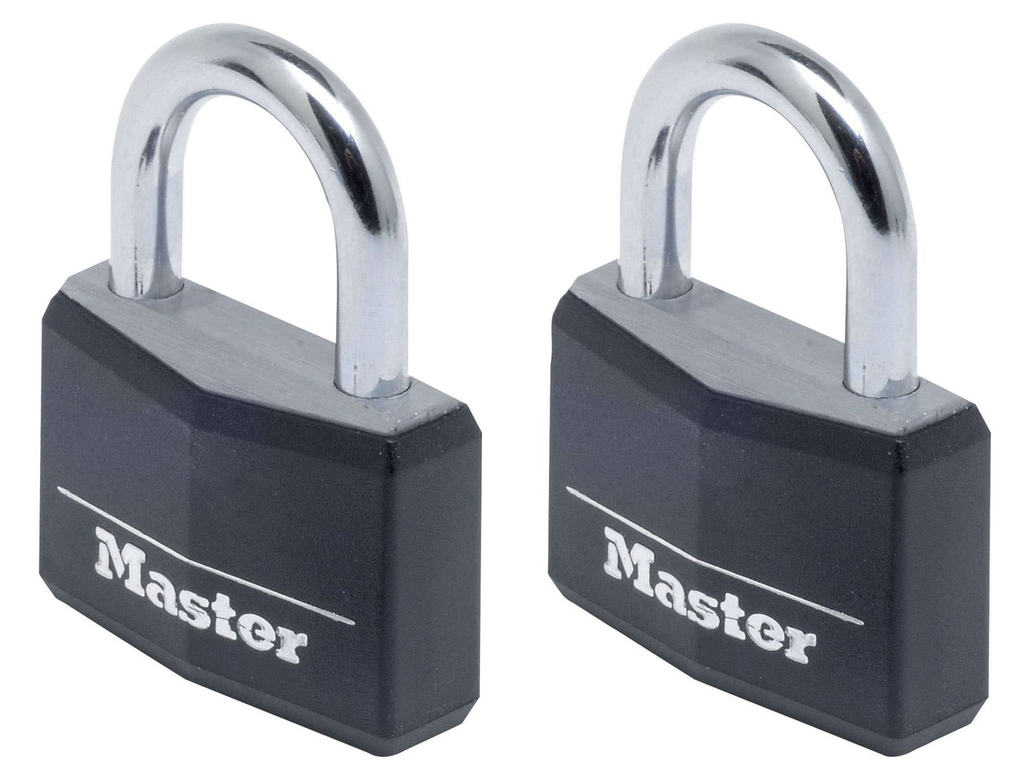 Master Lock MLK9140TBLK Aluminium Black Vinyl Cover 40mm Padlock 4-Pin - Keyed Alike x 2