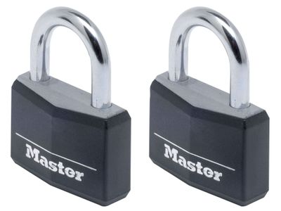 Master Lock MLK9140TBLK Aluminium Black Vinyl Cover 40mm Padlock 4-Pin - Keyed Alike x 2