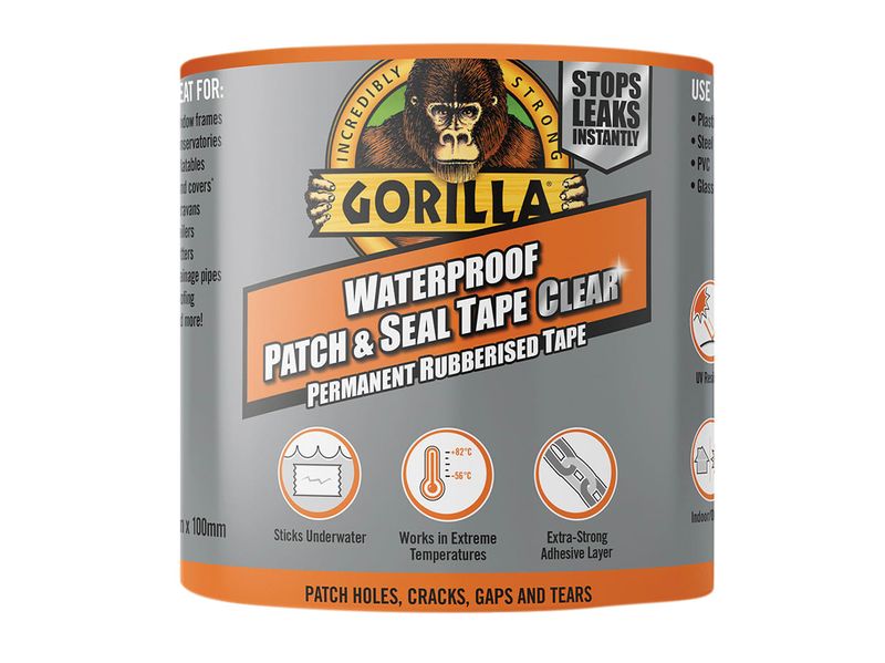 Gorilla Glue GRGWPSTCL Gorilla Waterproof Patch &amp; Seal Tape 100mm x 2.4m Clear