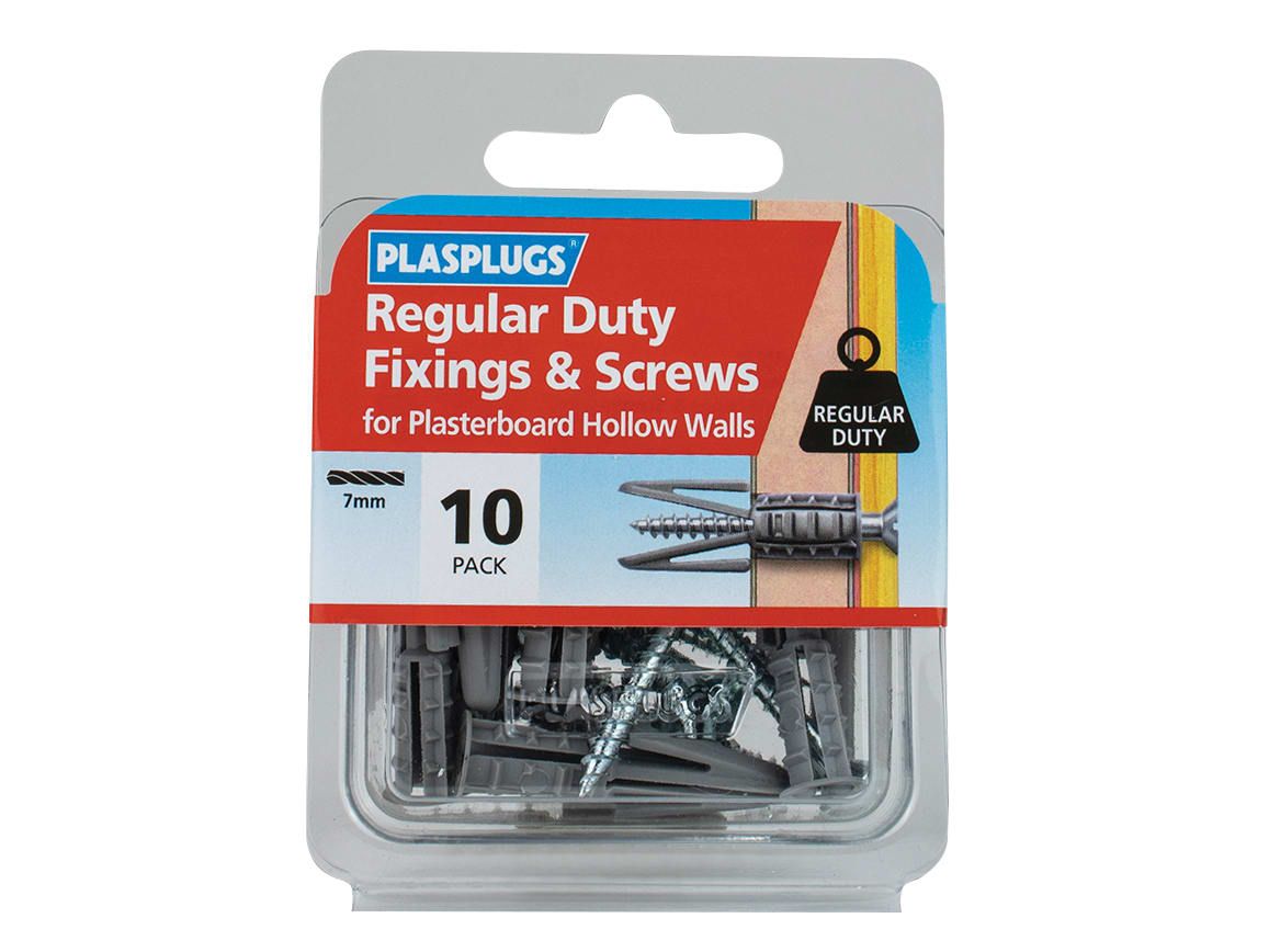 Plasplugs PLAHWRS010 Regular-Duty Fixings &amp; Screws Pack of 10