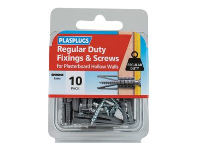 Plasplugs PLAHWRS010 Regular-Duty Fixings &amp; Screws Pack of 10
