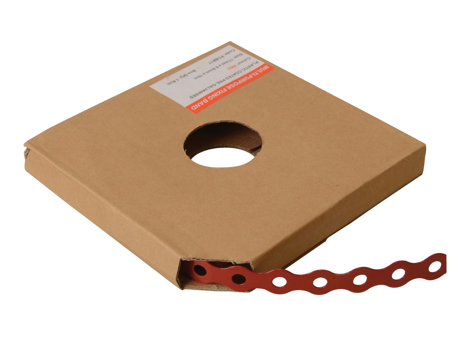 ForgeFix FORPCBR12 Red Plastic Coated Pre-Galvanised Band 12mm x 0.8 x 10m Box 1